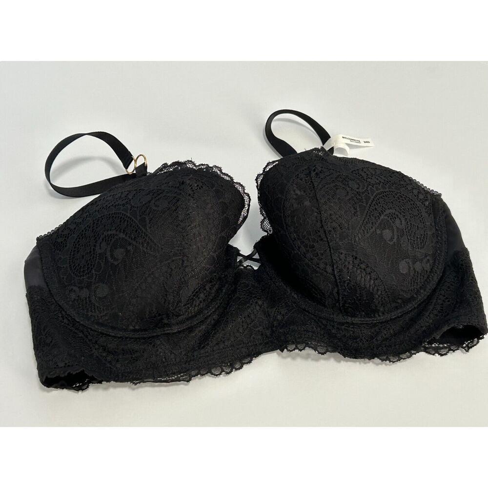 NWOT Aerie Real Good Women's Black Lace Padded Balconette Push Up Bra Size 34D